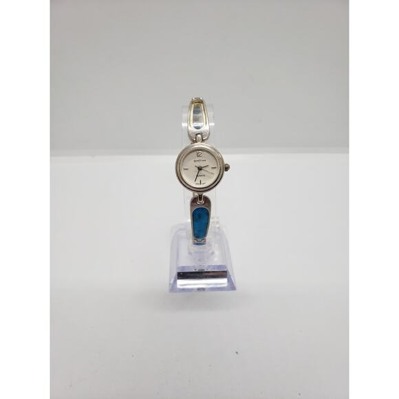 Gem Time women's dress watch. Small silver and white face. Blue bead band. GT-03 - Picture 2 of 8